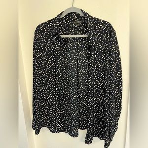 Banana Republic Dillion Classic Shirt.  Black with pink purple white dots XL.